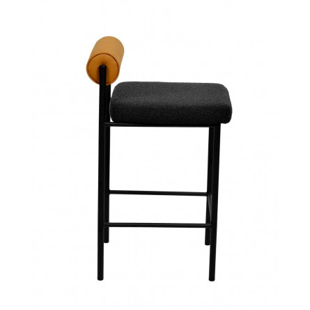 Балла темно-серый сиденье букле, со спинкой в форме валика экокожа, ножки черные металл