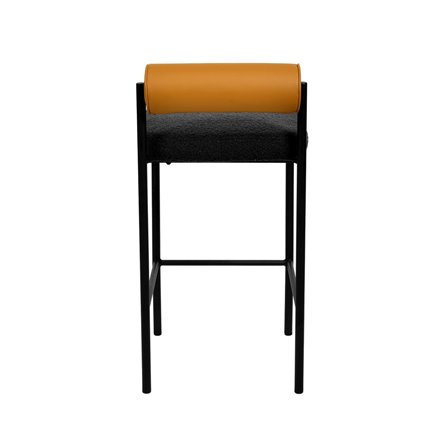 Балла темно-серый сиденье букле, со спинкой в форме валика экокожа, ножки черные металл