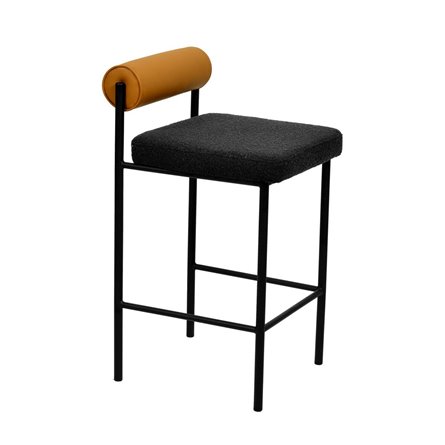 Балла темно-серый сиденье букле, со спинкой в форме валика экокожа, ножки черные металл