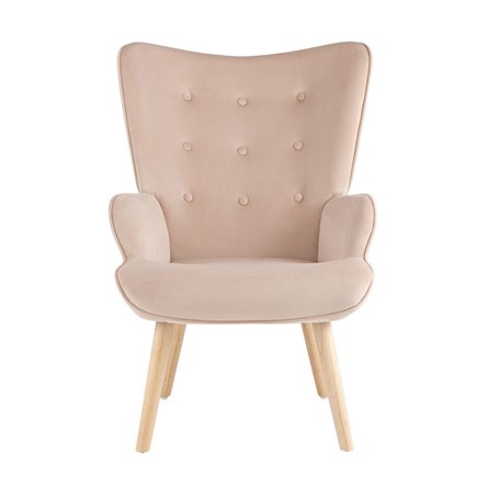 Хью бежевый обивка велюр с ножки массив дерева