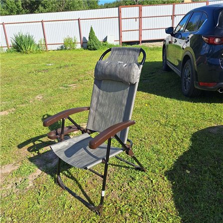 Кресло -шезлонг с полкой KШ2/4 арт.КШ2/4 (1шт. в упаковке (каркас черный, ткань бамбук)