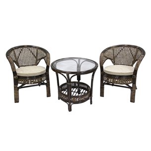 Набор мебели Пеланги мини арт.CV-25C коньячный, бежевый (2кресла+стол (2 уп.), каркас коньячный, подушки бежевые) "Garden story