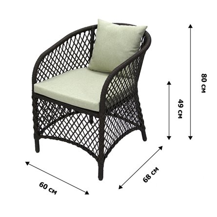 Кресло к набору Сакраменто арт.СА0025 (каркас черный, ротанг коричневый, estera-хамелеон) (В)