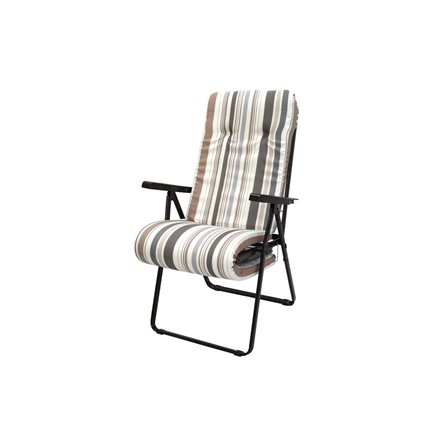 Кресло -шезлонг Леонардо арт.с446/82/1 1 шт. в уп. (каркас коричневый, ткань корич.-сер. полоска)