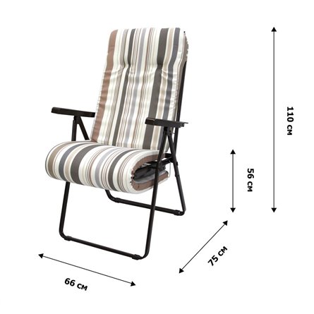 Кресло -шезлонг Леонардо арт.с446/82/1 1 шт. в уп. (каркас коричневый, ткань корич.-сер. полоска)