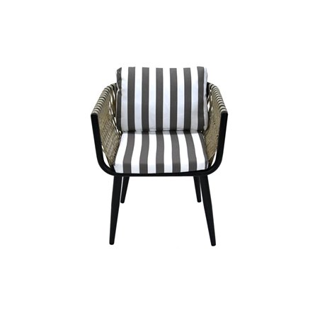 Набор мебели Монте-Карло арт.MK-MT001,MK-MT005-2024 бежевый, (4 кресла+стол 180х100см, каркас черный, ротанг жемчуг, ткань пол