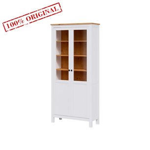 Шкаф-витрина ХЕМНЭС (Россия) с дверями пн/ст 90*198*37 белый/светло-коричневый (2уп.)