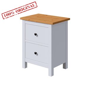 Тумба прикроватная 2 ящика ХЕМНЭС (Россия) белый/светло-коричневый (1уп.)