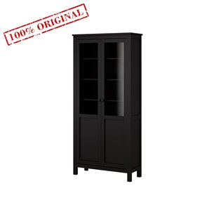 Шкаф-витрина ХЕМНЭС (Россия) с дверями пн/ст 90*198*37 черный (2уп.)