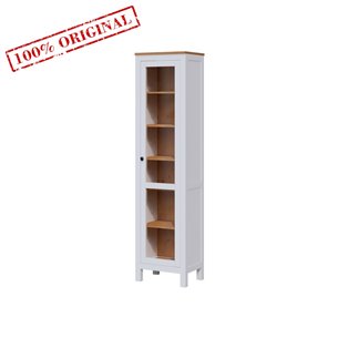 Шкаф-витрина ХЕМНЭС (Россия) дверь ст/ст 49*198*37 белый /светло-коричневый (1уп.)