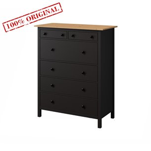 Комод 6 ящиков ХЕМНЭС (Россия) черный/светло-коричневый (2уп.)