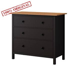 Комод 3 ящика ХЕМНЭС (Россия) черный/светло-коричневый (2уп.)