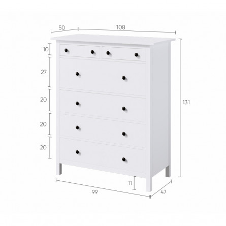 Комод 6 ящиков ХЕМНЭС (КЫМОР) белый