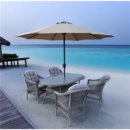 Комплект плетеной мебели T217/LV-217 Beige (4+1) с подушками в комплекте