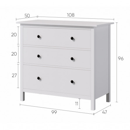 Комод 3 ящика ХЕМНЭС (КЫМОР) белый (2уп.)