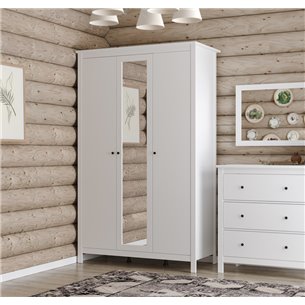 2.08.01.040.1 САГА шкаф 3 двери с зеркалом белый