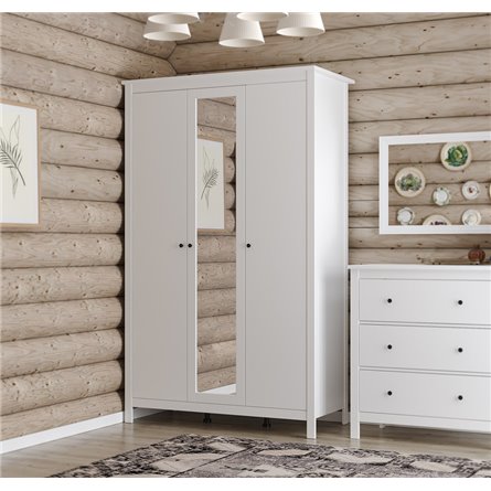 2.08.01.040.1 САГА шкаф 3 двери с зеркалом белый