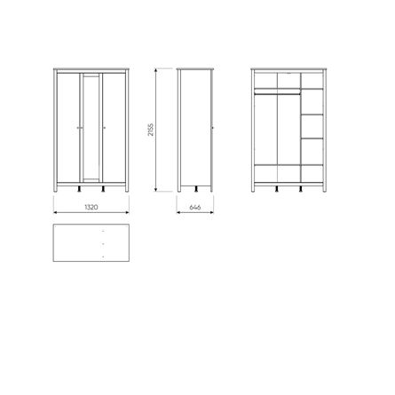 2.08.01.040.6 САГА шкаф 3 двери с зеркалом темно-бирюзовый
