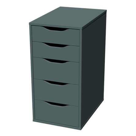 S01026 Ингар 5 комод 36x71x53, серо-бирюзовый