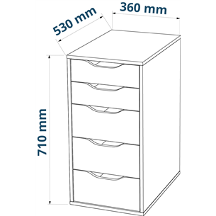 S01026 Ингар 5 комод 36x71x53, серо-бирюзовый