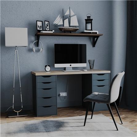 S01026 Ингар 5 комод 36x71x53, серо-бирюзовый