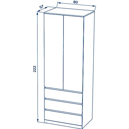S01187 Варма Стор 80 шкаф распашной 222х80х57, белый