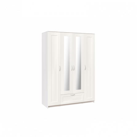 BRIMNES/СИРИУС шкаф четырёхдверный белый с одним выдвижным ящиком и двумя зеркалами