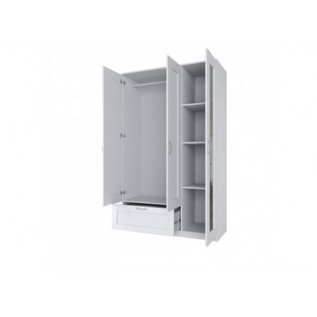 BRIMNES / СИРИУС шкаф трехдверный с выдвижным ящиком, цвет белый