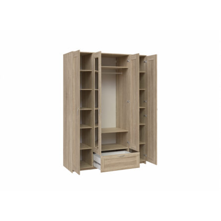 BRIMNES / СИРИУС шкаф четырёхдверный с одним выдвижным ящиком и двумя зеркалами, цвет Дуб Сонома