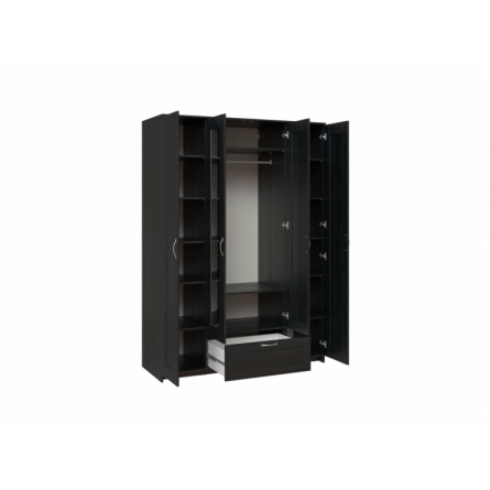 BRIMNES / СИРИУС шкаф четырёхдверный с одним выдвижным ящиком и двумя зеркалами, цвет Дуб Венге