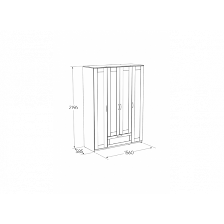 BRIMNES / СИРИУС шкаф четырёхдверный с одним выдвижным ящиком и двумя зеркалами, цвет Дуб Венге