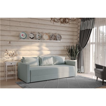 Диван-кровать Вало мятно-серый, ткань рогожка