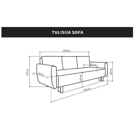 Диван-кровать Тулисия пастельно-голубой, ткань рогожка