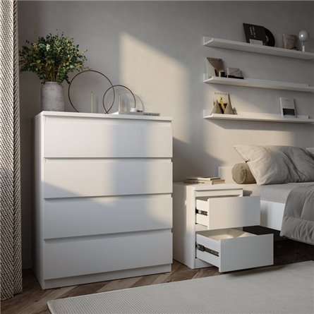 Комод МАЛЬТА высокий с четырьмя выдвижными ящиками, цвет белый
