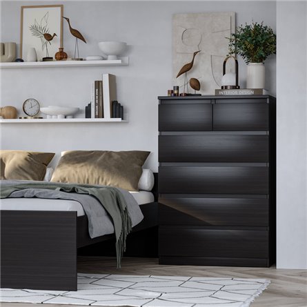 Комод МАЛЬТА высокий с шестью выдвижными ящиками, цвет Дуб Венге