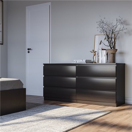 Комод МАЛЬТА длинный с шестью выдвижными ящиками, цвет Дуб Венге