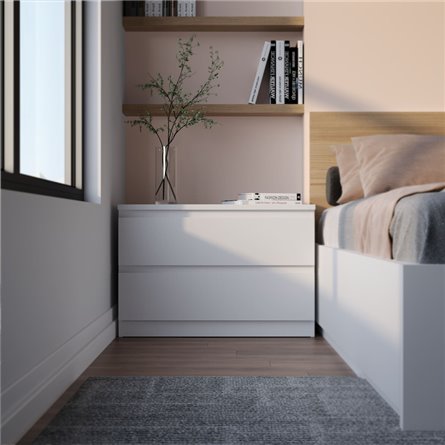 Комод МАЛЬТА низкий с двумя выдвижными ящиками, цвет белый