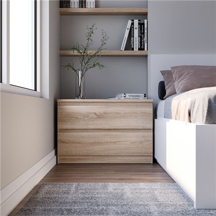 Комод МАЛЬТА низкий с двумя выдвижными ящиками, цвет Дуб Сонома