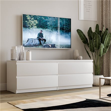 Комод МАЛЬТА низкий с четырьмя выдвижными ящиками, цвет белый