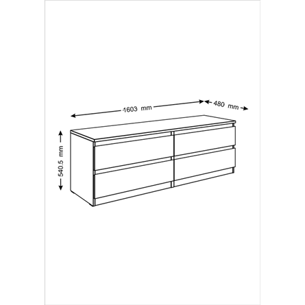 Комод МАЛЬТА низкий с четырьмя выдвижными ящиками, цвет Дуб Венге