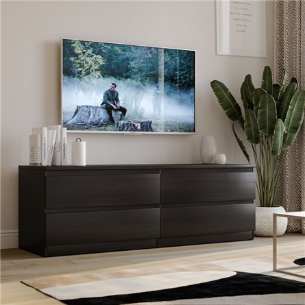 Комод МАЛЬТА низкий с четырьмя выдвижными ящиками, цвет Дуб Венге