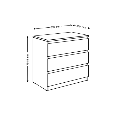 Комод МАЛЬТА с тремя выдвижными ящиками, цвет белый