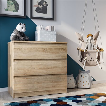 Комод МАЛЬТА с тремя выдвижными ящиками, цвет Дуб Сонома