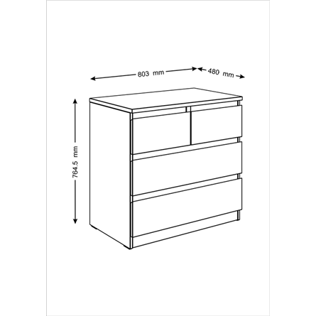 Комод МАЛЬТА с четырьмя выдвижными ящиками, цвет белый