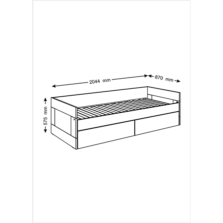 Кровать двуспальная СИРИУС раздвижная шириной 80(160) см, с ортопедическим основанием Лурой и двумя выдвижными ящиками белого цв