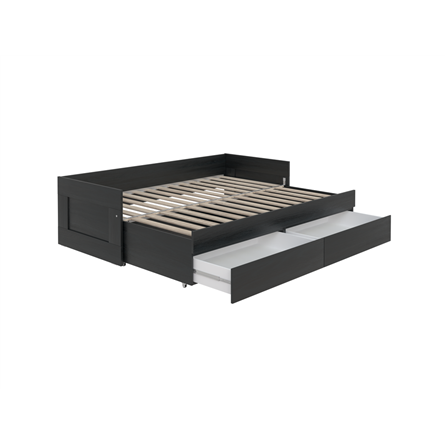 Кровать двуспальная СИРИУС раздвижная шириной 80(160) см, с ортопедическим основанием Лурой и двумя выдвижными ящиками, цвет Дуб