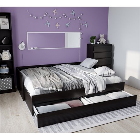 Кровать двухспальная КАСТОР раздвижная с ящиками, с ортопедическим основанием 80/160х200, цвет Дуб Венге