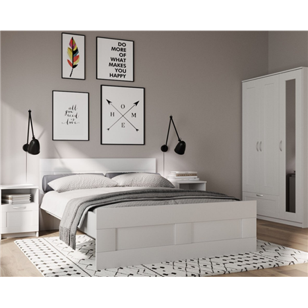 Кровать СИРИУС двухспальная с ортопедическим основанием 200х200, цвет белый