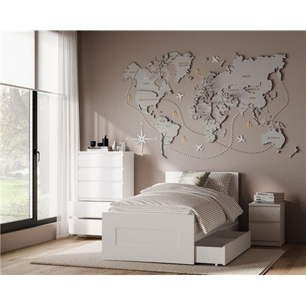 Кровать СИРИУС односпальная с ортопедическим основанием 90х200, цвет белый