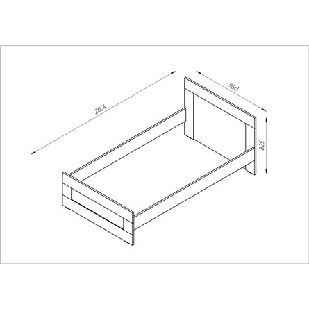 Кровать СИРИУС односпальная с ортопедическим основанием 90х200, цвет Дуб Сонома